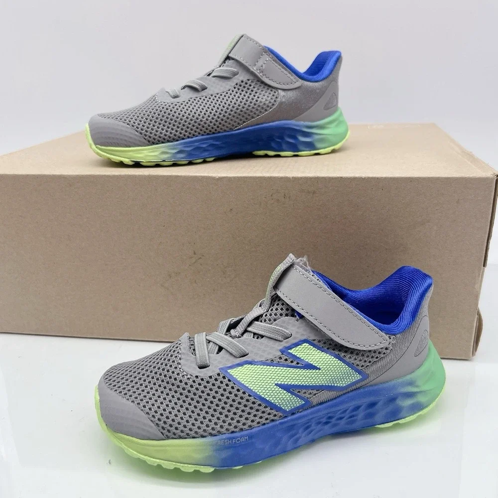 New Balance Fresh Foam Arishi Kids Gym Running Shoes Sneakers Gray Blue US 10